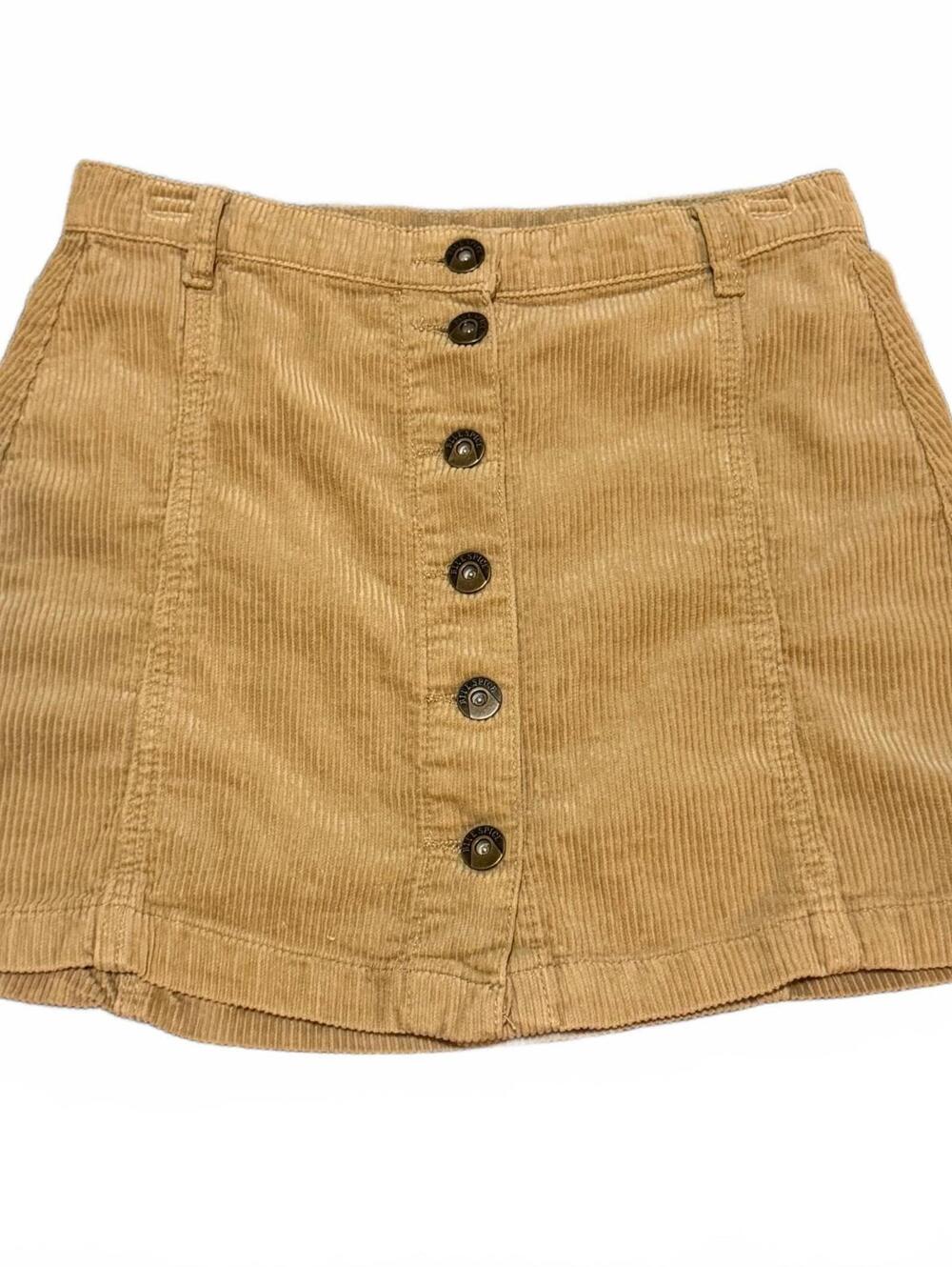 Blue Spice Size 3 Tan Corduroy Button Front Mini Skirt Y2K 100% Cotton